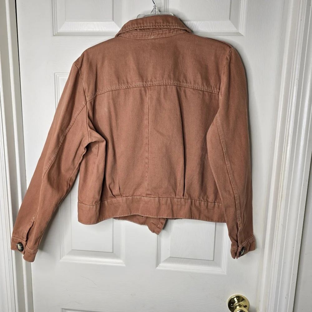 Free People terra cotta Button front shacket womens long sleeve S - Picture 6 of 12